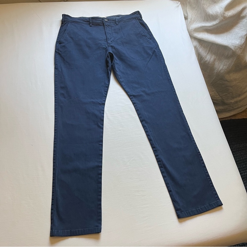 NWT WELLEN blue cotton spandex blend slim‎ straight leg pants